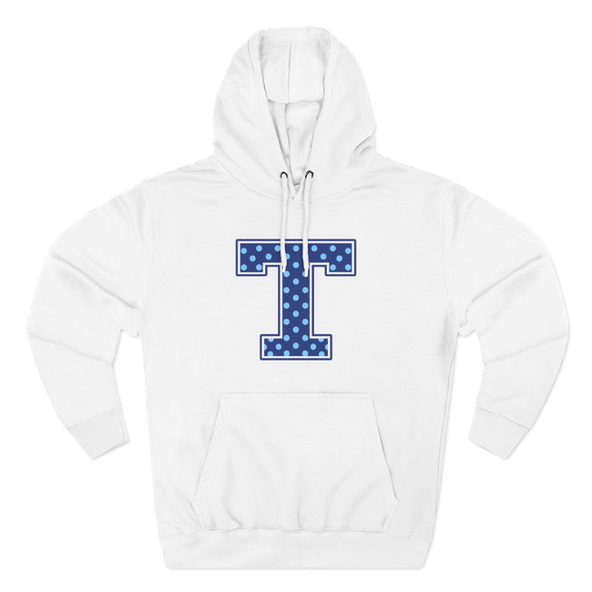Tuslaw Mustangs — Blue Polka Dot Monogram Hoodie (No Bow)
