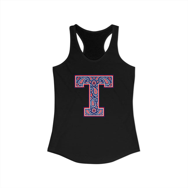 Tuslaw Mustangs Paisley Monogram Racerback Tank