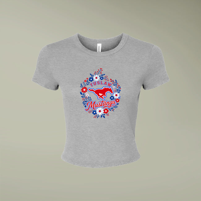 Tuslaw Mustangs Floral Wreath Micro-Rib Baby Tee