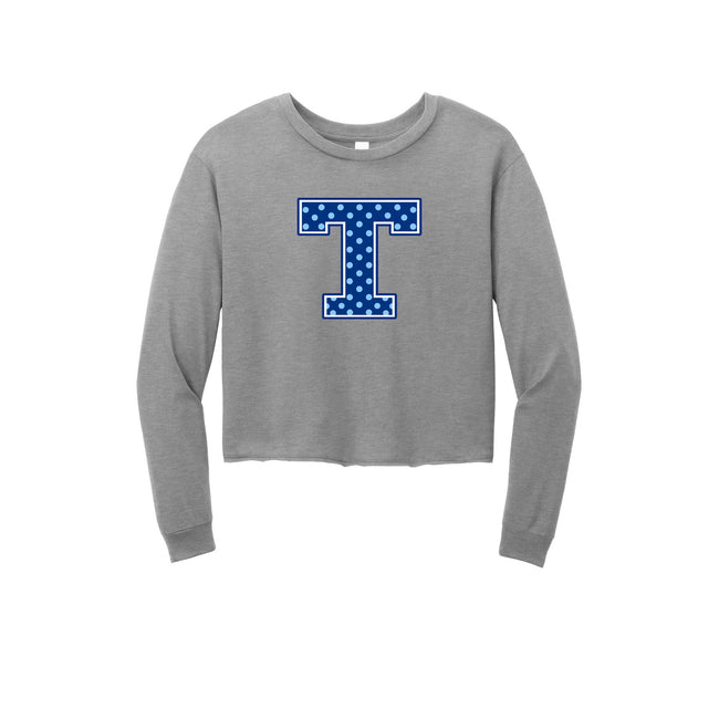 Tuslaw Mustangs Blue Polka Dot Monogram Midi Long Sleeve Tee