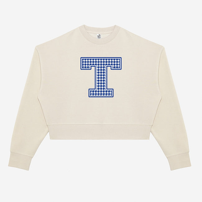Tuslaw Mustangs Houndstooth Monogram Crop Crewneck