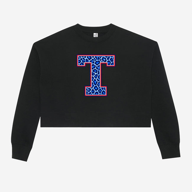 Tuslaw Mustangs Leopard Monogram Crop Crewneck