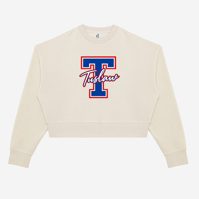 Tuslaw Mustangs Classic Script Monogram Crop Crewneck