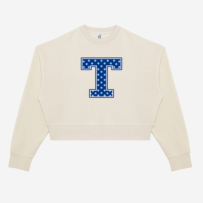 Tuslaw Mustangs Blue Polka Dot Monogram Crop Crewneck