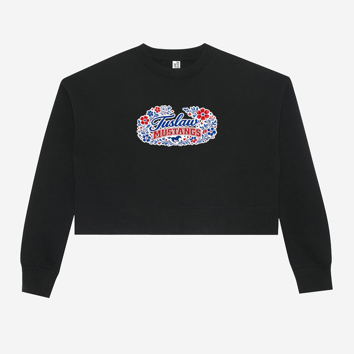 Tuslaw Mustangs Wildflower Script Crop Crewneck