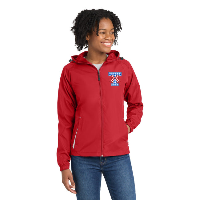 Tuslaw Mustangs Gingham Bow Monogram Women’s Hooded Jacket