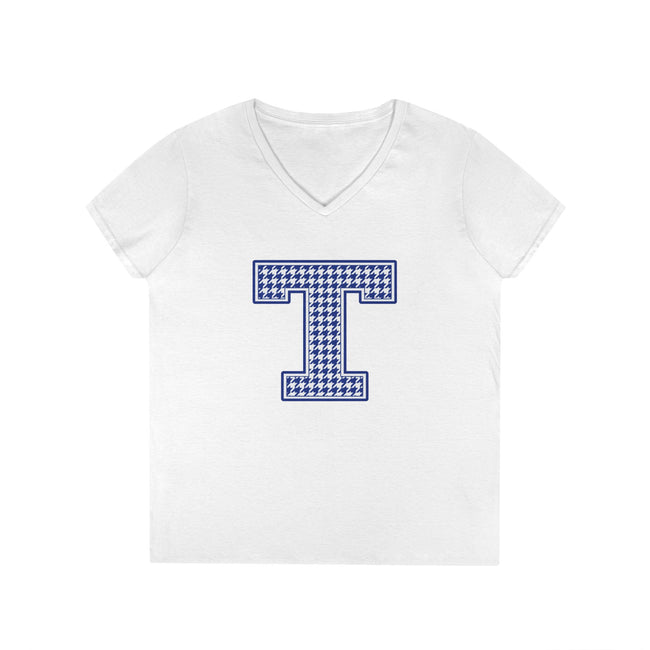 Tuslaw Mustangs Houndstooth Monogram Women’s V-Neck T-Shirt
