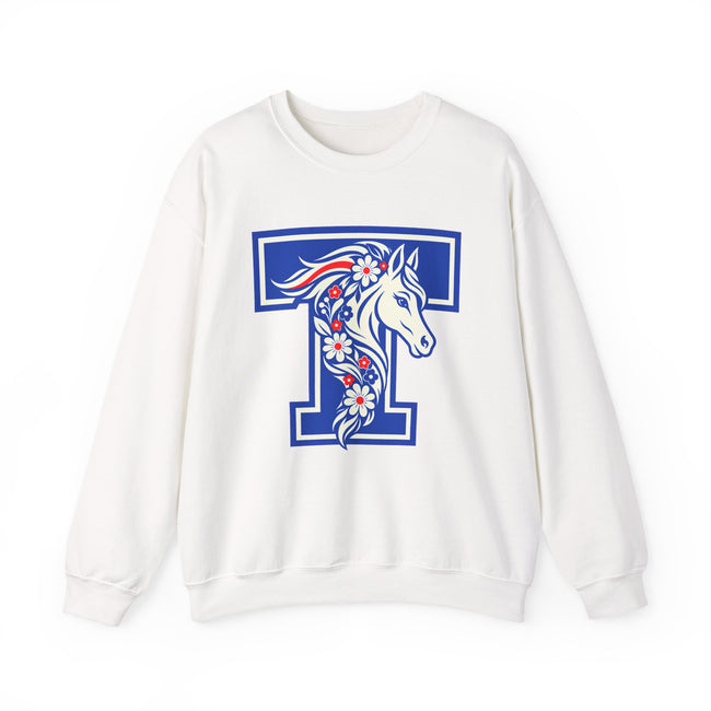 Tuslaw Mustangs — Floral Mane Monogram Crewneck Sweatshirt
