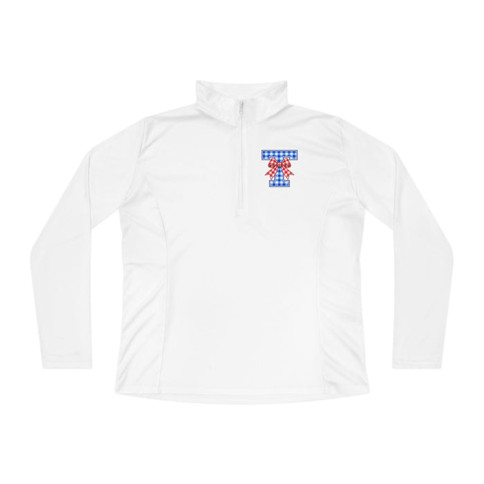 Tuslaw Mustangs Gingham Bow Monogram Women’s Quarter-Zip