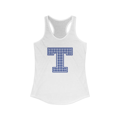 Tuslaw Mustangs Houndstooth Monogram Racerback Tank in Solid White