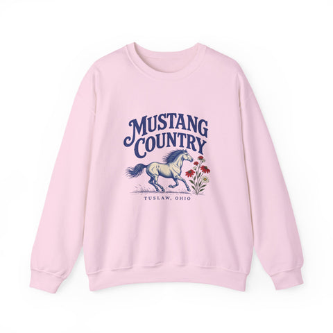 Tuslaw Mustangs Mustang Country Crewneck Sweatshirt in Light Pink