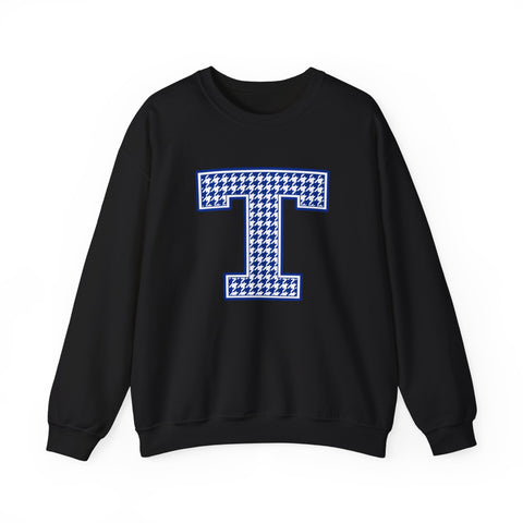 Tuslaw Mustangs Houndstooth Monogram Crewneck Sweatshirt in Black