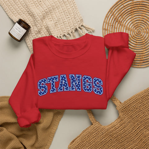 Tuslaw Mustangs — Blue Polka Dot STANGS Crewneck