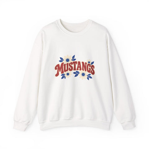 Tuslaw Mustangs in Bloom Crewneck Sweatshirt in White