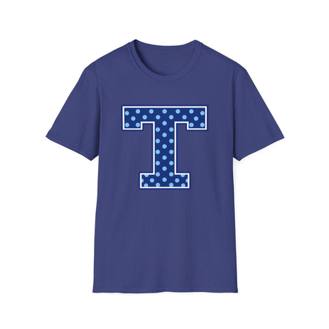 Tuslaw Mustangs — Blue Polka Dot Monogram T-Shirt (No Bow) in Metro Blue