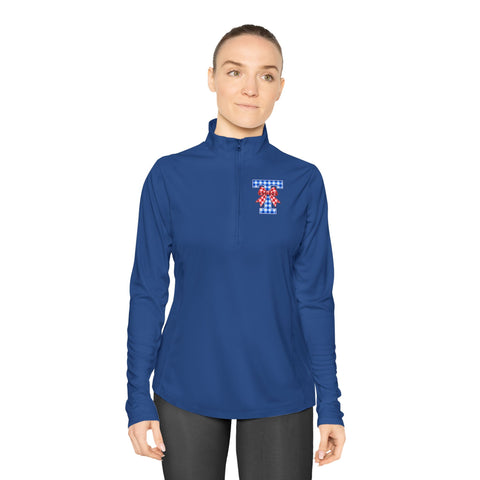 Tuslaw Mustangs Gingham Bow Monogram Women’s Quarter-Zip