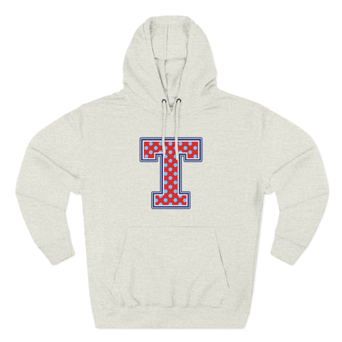 Tuslaw Mustangs — Red Polka Dot Monogram Hoodie (No Bow) in Oatmeal Heather