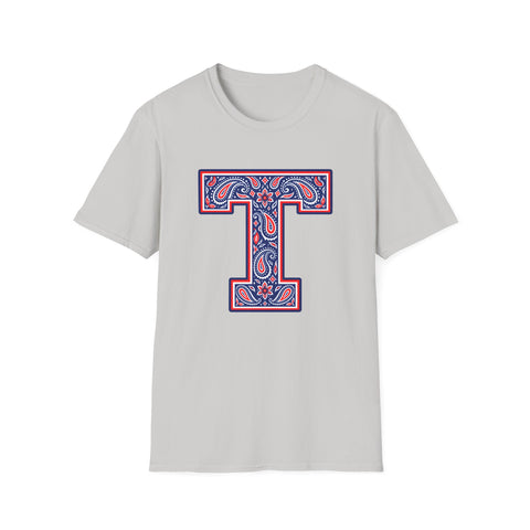 Tuslaw Mustangs Paisley Monogram T-Shirt in Ice Grey