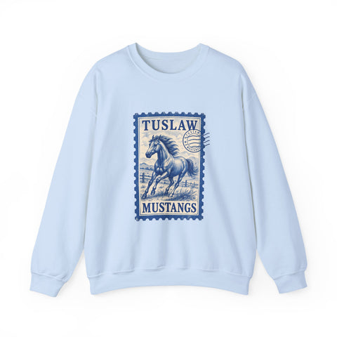 Tuslaw Mustangs Postage Club Crewneck Sweatshirt in Light Blue