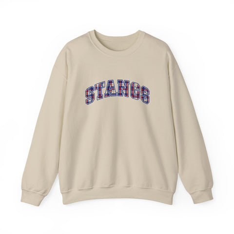 Tuslaw Mustangs STANGS Plaid Arch Crewneck Sweatshirt in Sand