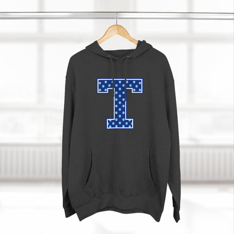 Tuslaw Mustangs — Blue Polka Dot Monogram Hoodie (No Bow)