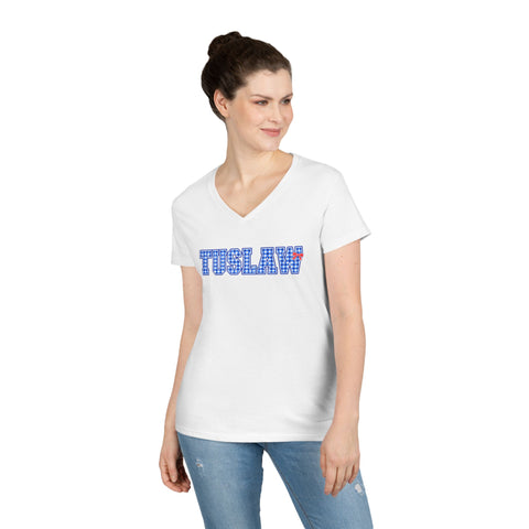 Tuslaw Mustangs Ladies - Bingham Style Tuslaw V-Neck T-Shirt