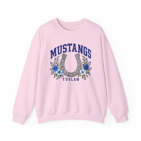 Tuslaw Mustangs Lucky Horseshoe Crewneck Sweatshirt in Light Pink
