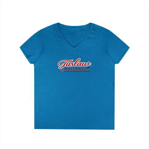 Tuslaw Mustangs Ladies — Cowgirl Script V-Neck T-Shirt