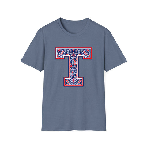 Tuslaw Mustangs Paisley Monogram T-Shirt in Heather Indigo