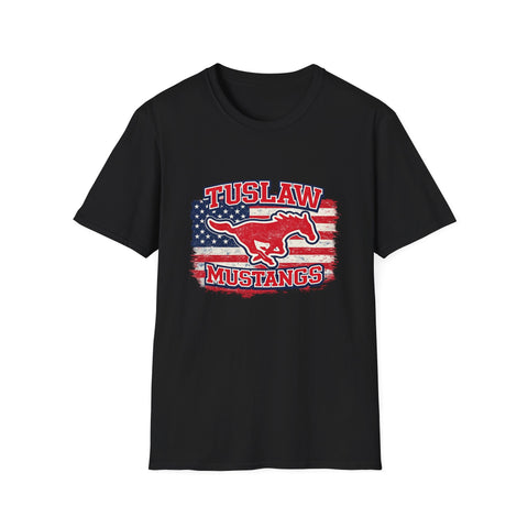 Tuslaw Mustangs — Vintage American Flag T-Shirt