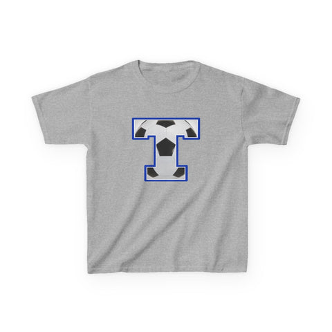 Tuslaw Mustangs Soccer Monogram Kids T-Shirt in Sport Grey
