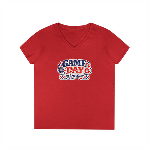 Tuslaw Mustangs Ladies — Game Day at Tuslaw V-Neck T-Shirt