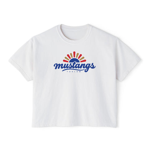 Tuslaw Mustangs Boho Sunrise Boxy T-Shirt in White