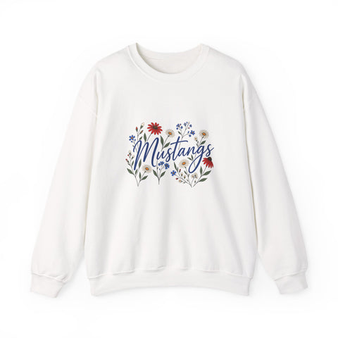 Tuslaw Mustangs Wildflower Garden Crewneck Sweatshirt in White