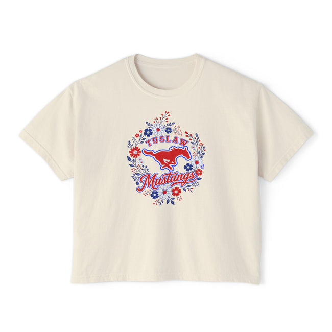 Tuslaw Mustangs Floral Wreath Boxy T-Shirt