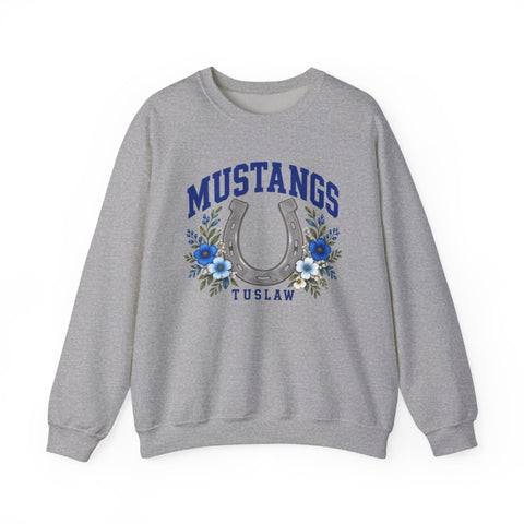 Tuslaw Mustangs Lucky Horseshoe Crewneck Sweatshirt in Sport Grey