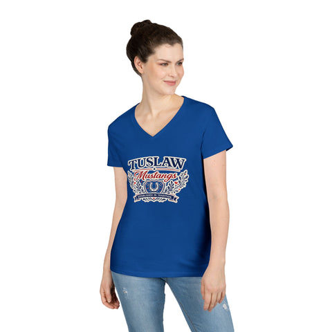 Tuslaw Mustangs Ladies — Established In Tradition V-Neck T-Shirt