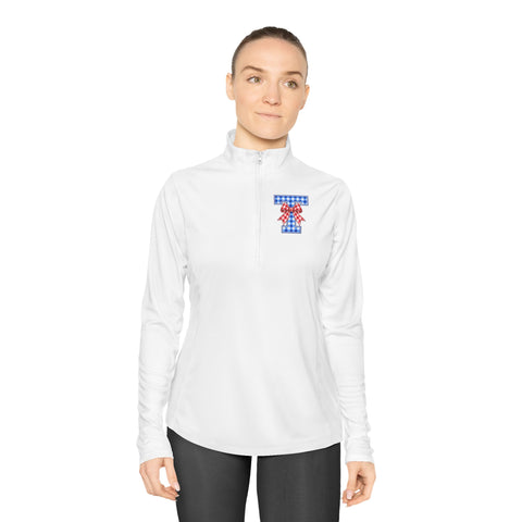 Tuslaw Mustangs Gingham Bow Monogram Women’s Quarter-Zip