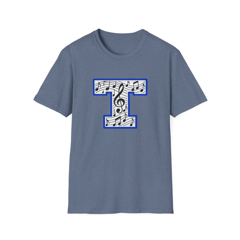 Tuslaw Mustangs Music Monogram T-Shirt in Heather Indigo