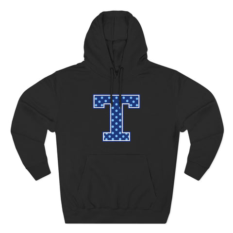 Tuslaw Mustangs — Blue Polka Dot Monogram Hoodie (No Bow) in Black