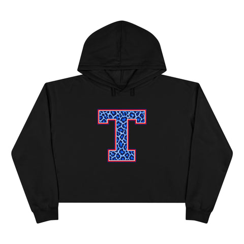 Tuslaw Mustangs Leopard Monogram Crop Hoodie in Black