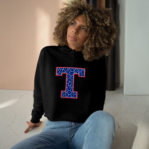 Tuslaw Mustangs Leopard Monogram Crop Hoodie