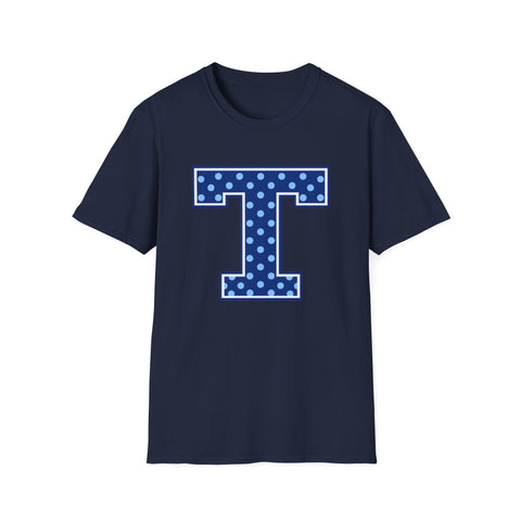Tuslaw Mustangs — Blue Polka Dot Monogram T-Shirt (No Bow) in Navy