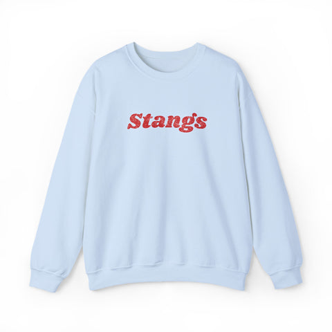 Tuslaw Mustangs — Retro Stangs Glitter Crewneck in Light Blue