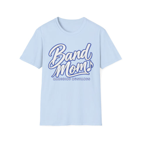 Tuslaw Marching Mustangs Band Mom T-Shirt in Light Blue