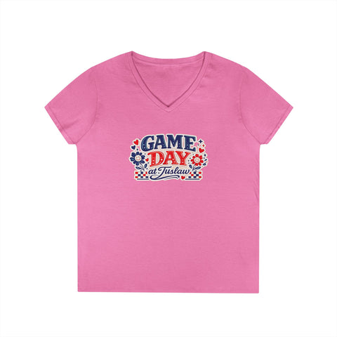 Tuslaw Mustangs Ladies — Game Day at Tuslaw V-Neck T-Shirt