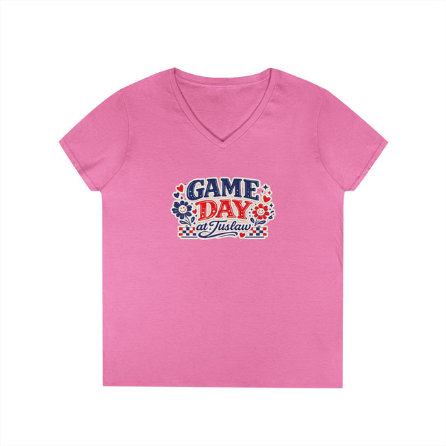 Tuslaw Mustangs Ladies — Game Day at Tuslaw V-Neck T-Shirt