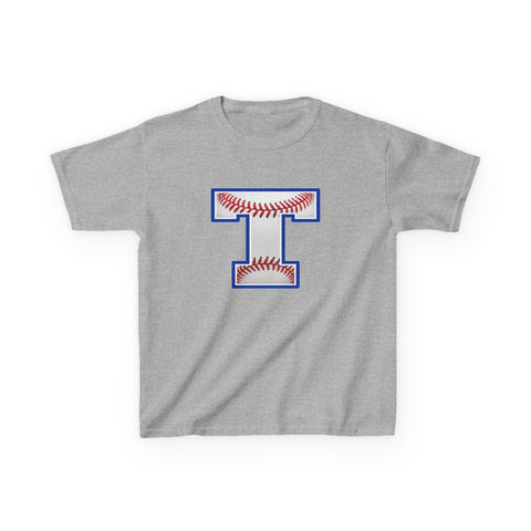 Tuslaw Mustangs Baseball Monogram Kids T-Shirt in Sport Grey