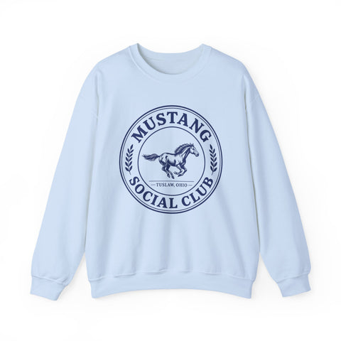 Tuslaw Mustang Social Club Crewneck Sweatshirt in Light Blue
