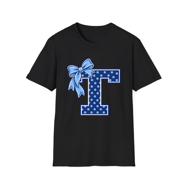 Tuslaw Mustangs Blue Polka Dot Monogram T-Shirt